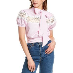 Dnt Womens Tie-Neck Top, Pink